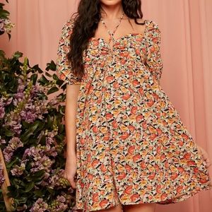 Maternity Boho Floral Print cottage core Mini Dress
